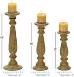Deco 79 Candle Stands Wood Candle Holder, 18 by 15 by 12-Inch, Brown, Set of 3 - Image 7