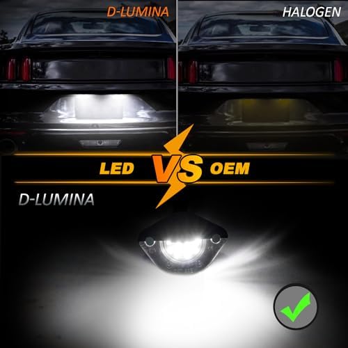 Comparison view of D-Lumina LED light installed on Ford Mustang bumper