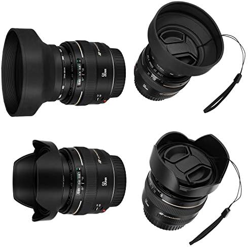 Collapsible rubber lens hood extended for telephoto lens protection