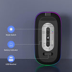 TENMOS matte black travel mouse side profile illustrating the ultra thin ergonomic shape