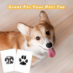 Four pack baby footprint kit contents including multiple ink pads and memory cards