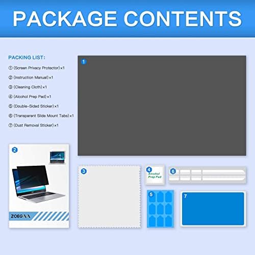 Zoegaa 16 inch privacy screen packaging and contents