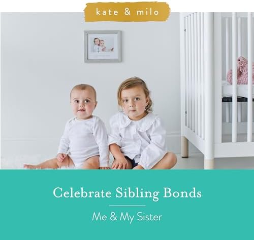 Kate And Milo sibling keepsake photo frame displayed on a nursery tabletop.