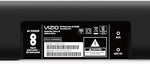 Close up of Vizio brand logo on compact sound bar