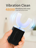 Close up of the food grade silicone double sided brush head on the COOBST electric toothbrush