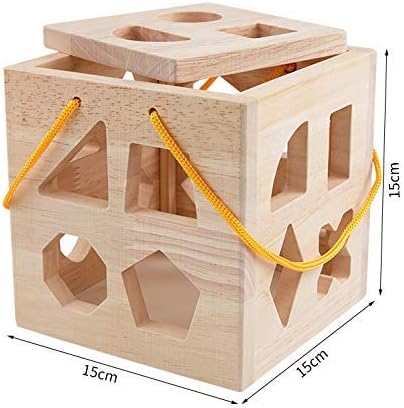 Premium imported children wooden puzzle packaging showing the complete 19-piece sorting set.
