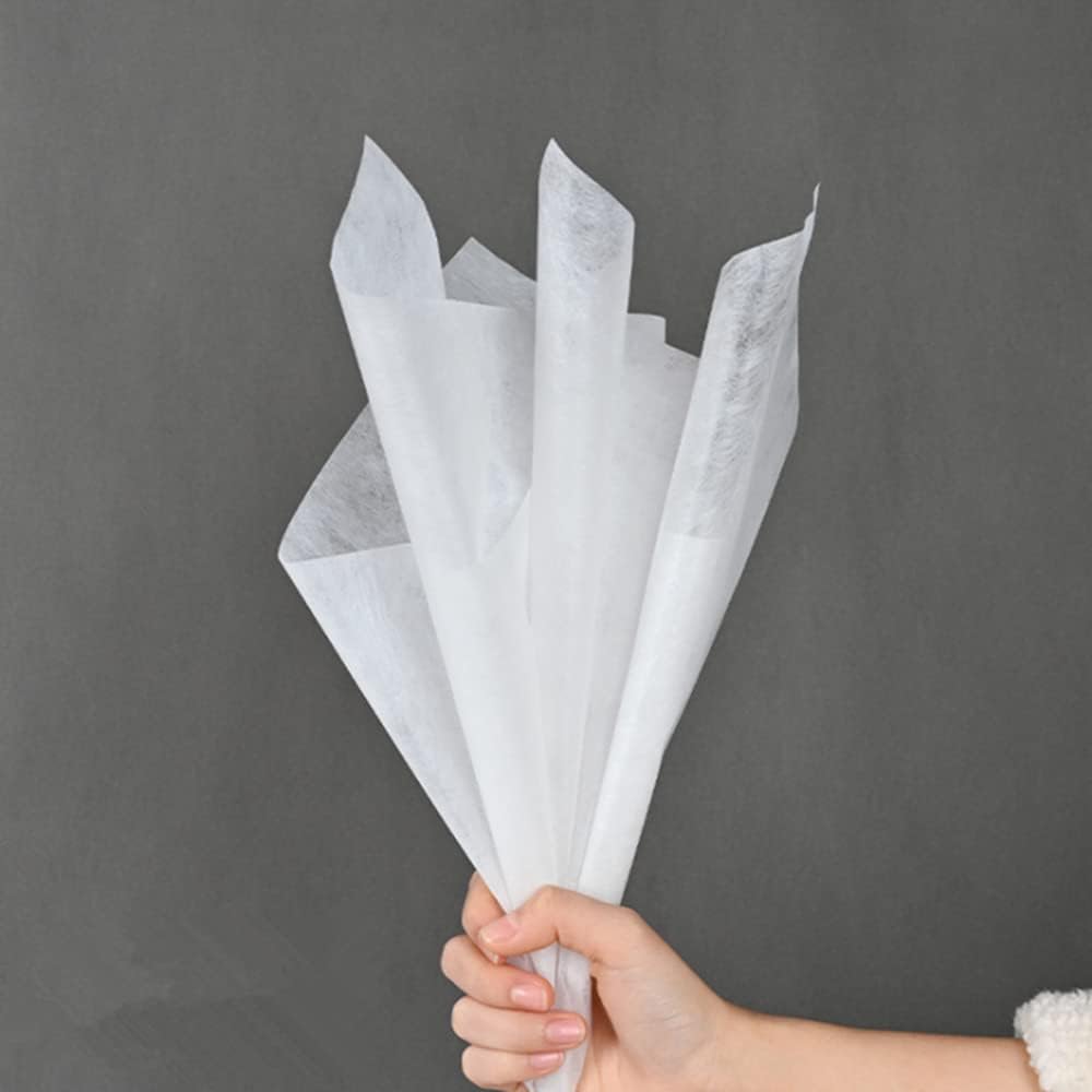 BBJ WRAPS Hand Drawn Tissue Flower Wrapping Paper front package view showing forty white sheets.