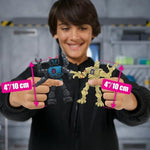 Assembled Lab Bot and Glow in the Dark Skeleton mix and match action figures standing side by side