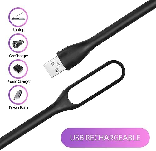 Flexible gooseneck USB book reading lamp twisted at ninety degrees