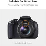K&F Concept 58mm lens hood showing petal shape design