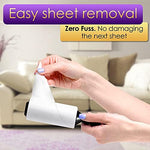 Trazon extra sticky lint roller removing cat hair from a black sofa.