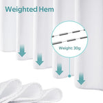 Full package contents layout including waffle fabric curtain waterproof liner and twelve glide hooks