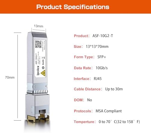 Top view of Ipolex 10Gb SFP+ copper module for networking.