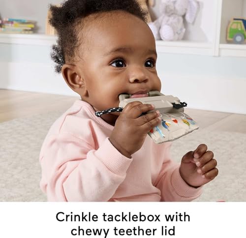 Textured canteen and crinkle tackle box teethers from the Fisher-Price infant activity collection.