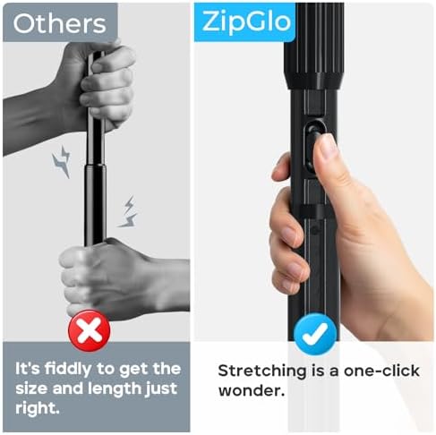 Heavy duty tension rod supporting curtains in a bathroom setting