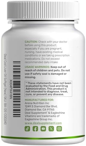 Authentic imported 240 softgels container of Deal Supplement wild caught fish oil.