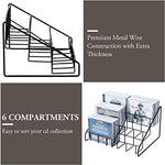 Modern matte black metal wire three tier storage holder for music albums.