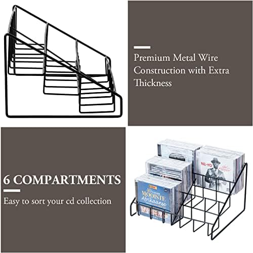 Modern matte black metal wire three tier storage holder for music albums.