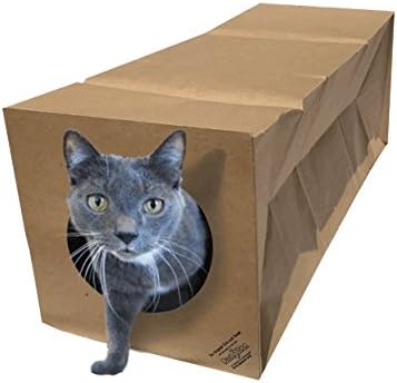 Dezi & Roo Hide and Sneak paper cat tunnel front view showing the accordion expansion.