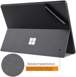 Precision cutouts of the protective vinyl back shield matching the camera and logo slots of the Microsoft Surface Pro.
