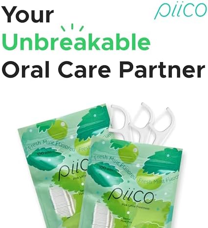 Close up of Piico dental flosser showcasing the shred resistant dual line nylon design.