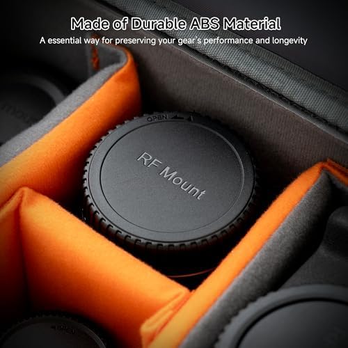 Durable ABS plastic protective caps for mirrorless camera body and lens storage solution