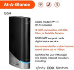 Arris Surfboard G54 status indicator lights close up showcasing the minimalist design suitable for premium home setups.