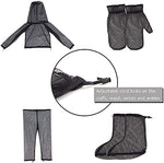 Woman wearing outdoor bug repellent mesh clothing while gardening