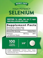 Nature's Truth High Potency Selenium 100 tablets supplement facts and ingredient list