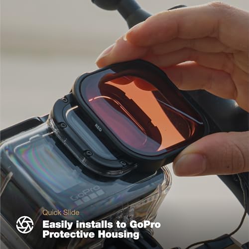 GoPro camera with red color correction filter attached