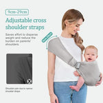 Lightweight infant travel carrier showing adjustable shoulder straps and secure front buckles