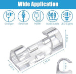 Ogurey clear wall cable clips holding a white charging wire securely on a smooth wall surface