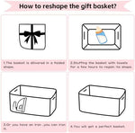 OIAHOMY pink bow basket being filled with baby shower presents to demonstrate storage capacity