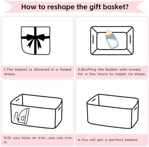 OIAHOMY pink bow basket being filled with baby shower presents to demonstrate storage capacity