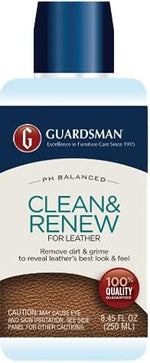 Close up of Guardsman Clean and Renew and Protect and Preserve bottles highlighting the 250ml size.