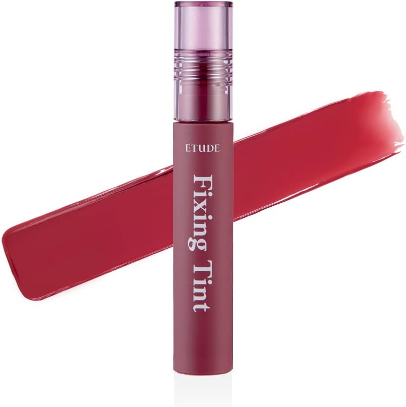 ETUDE Fixing Tint Number 07 Cranberry Plum liquid lipstick front view showcasing the sleek packaging.