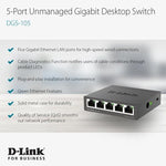 D-Link compact plug and play network hub displaying the durable side cooling vents and wall mountable slots on the base.