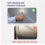 Side angle view of an invisible clear guard protecting car paint from fingernail scratches.