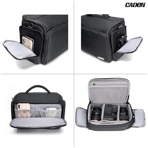 CADeN DSLR camera sling case open showing shockproof padding and adjustable dividers