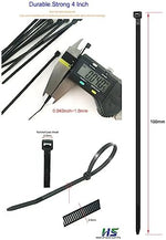 HS small black self locking nylon cable ties close up of locking mechanism