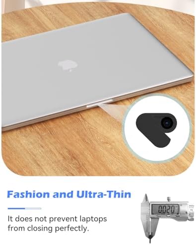 Ultra thin zero point zero one five inch metal privacy cover applied on a thin laptop screen bezel.