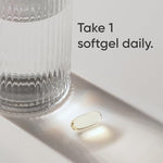 Side panel icons showing immune, bone, heart, and brain health benefit callouts on the bottle