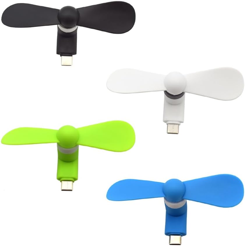 ULBTER USB Type C mini mobile phone fan front view showing four vibrant colors for portable smartphone cooling.