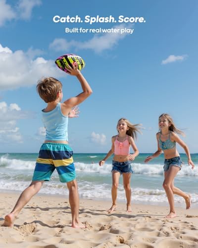 Flexible hose style inflation pump inflating the multicolor swimming pool football.