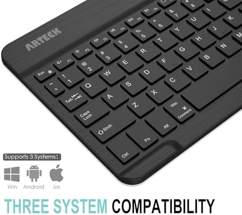 Arteck slim rechargeable portable keyboard angled view highlighting ultra thin profile design
