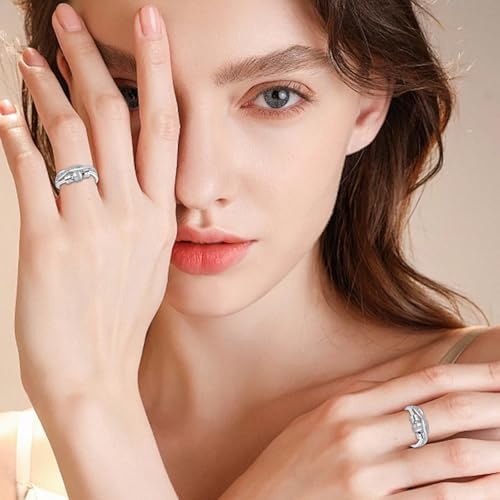 Side angle view of the anti-anxiety thumb ring highlighting the smooth rotating beads.