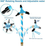 Vantic Trampoline Sprinkler packaged kit contents including aluminum spray head and extension hoses.