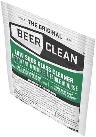 Low sudsing glass detergent for electric bar brushes