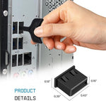 Close up view of the flush fitting security blocker inside a desktop PC