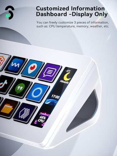 Close up view of Soomfon macro keys displaying custom icons